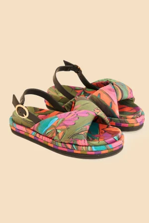 FARM Rio BANANA LEAVES PUFFY FLAT SANDAL New