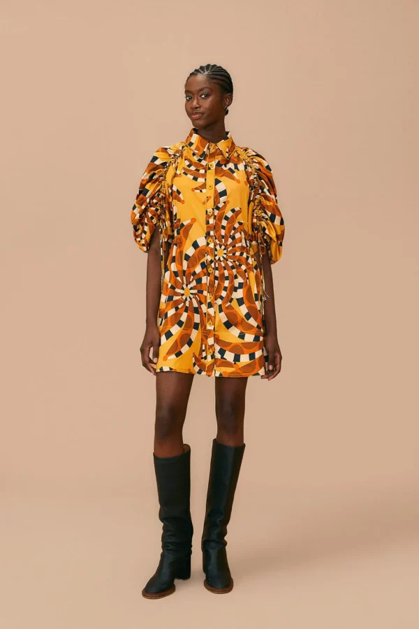 FARM Rio  BEIGE BANANADA BUTTON DOWN MINI DRESS Online