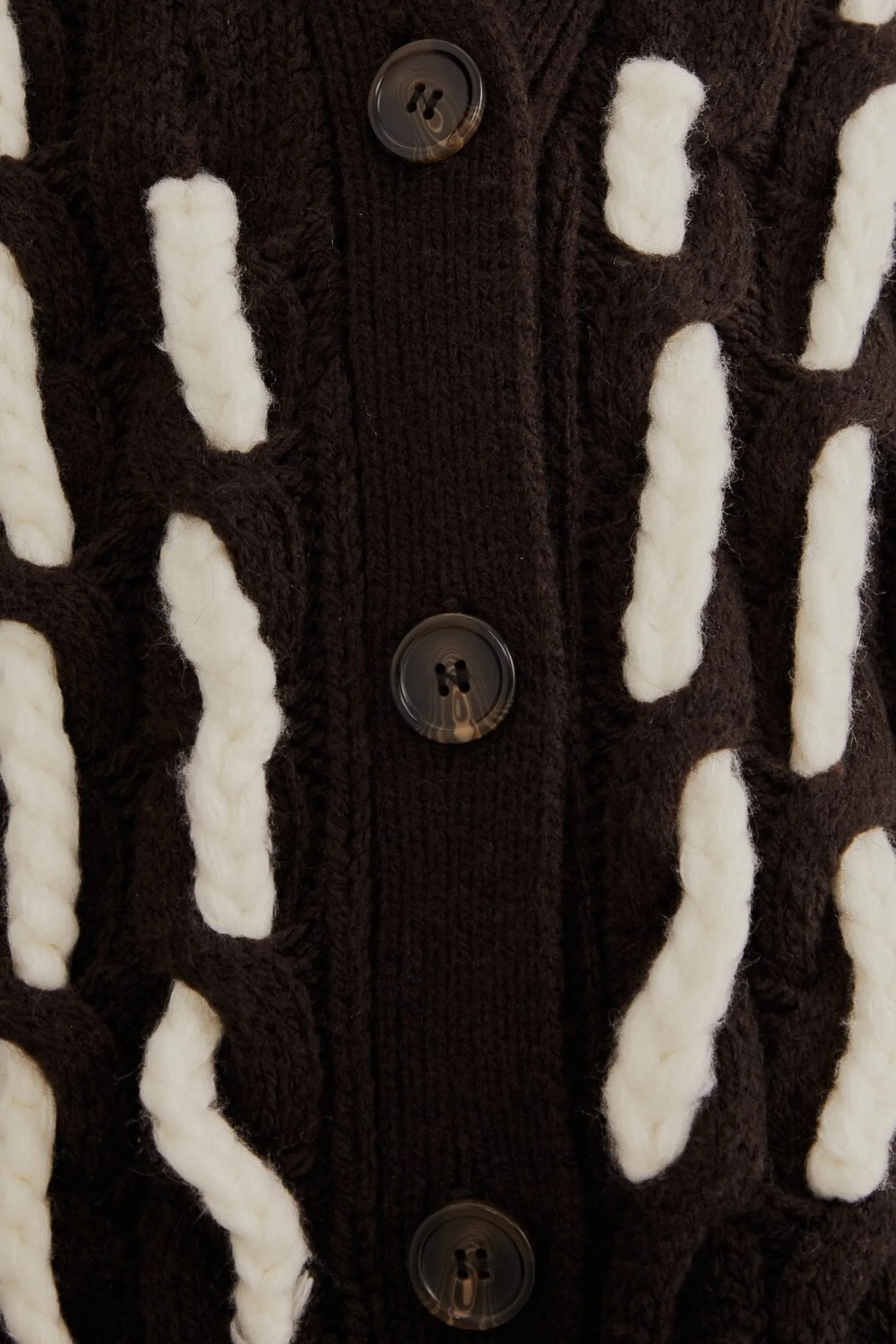 FARM Rio BLACK AND WHITE TEXTURED KNIT CARDIGAN Flash Sale