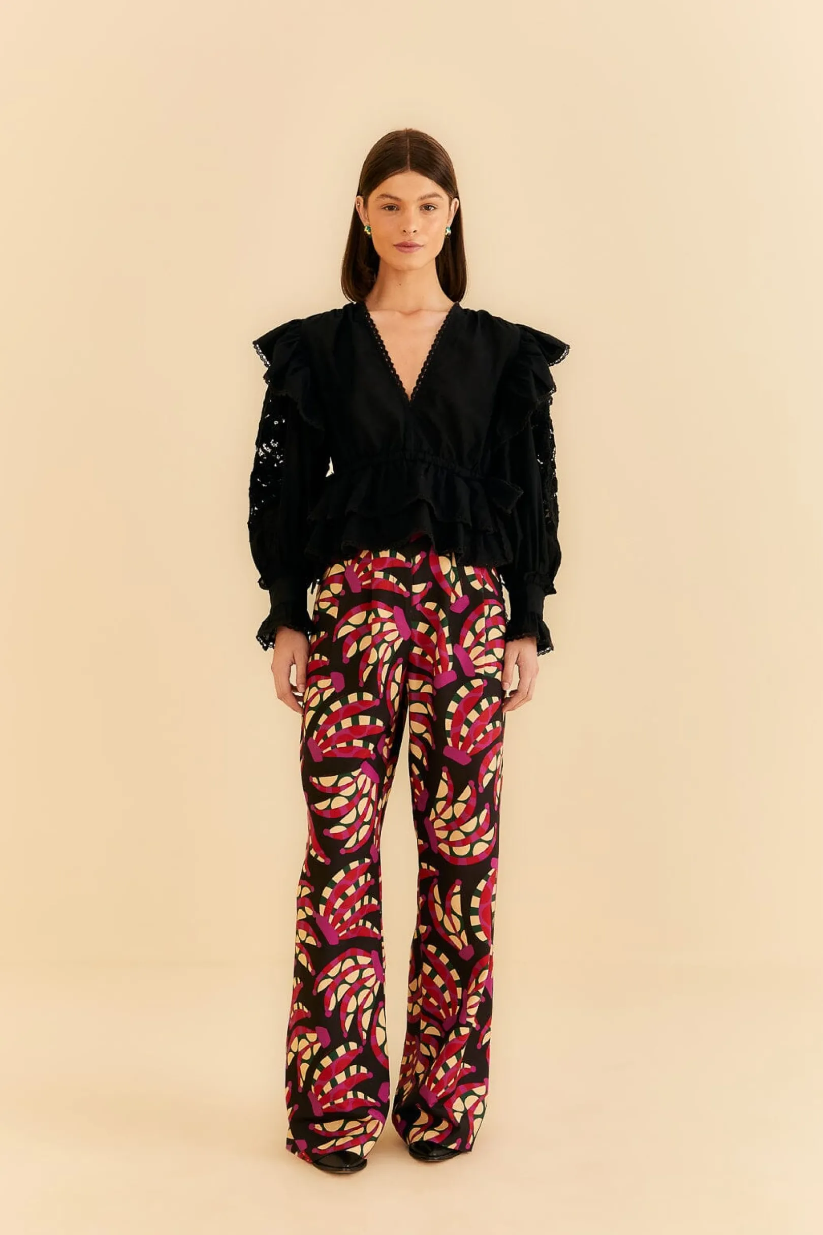 FARM Rio BLACK BANANA DOTS LOW WAISTED PANTS Fashion