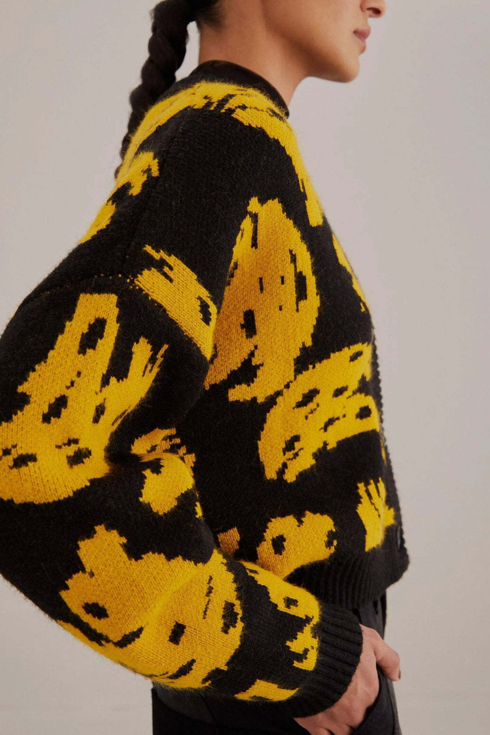 FARM Rio BLACK BOSSA BANANA KNIT CARDIGAN Flash Sale