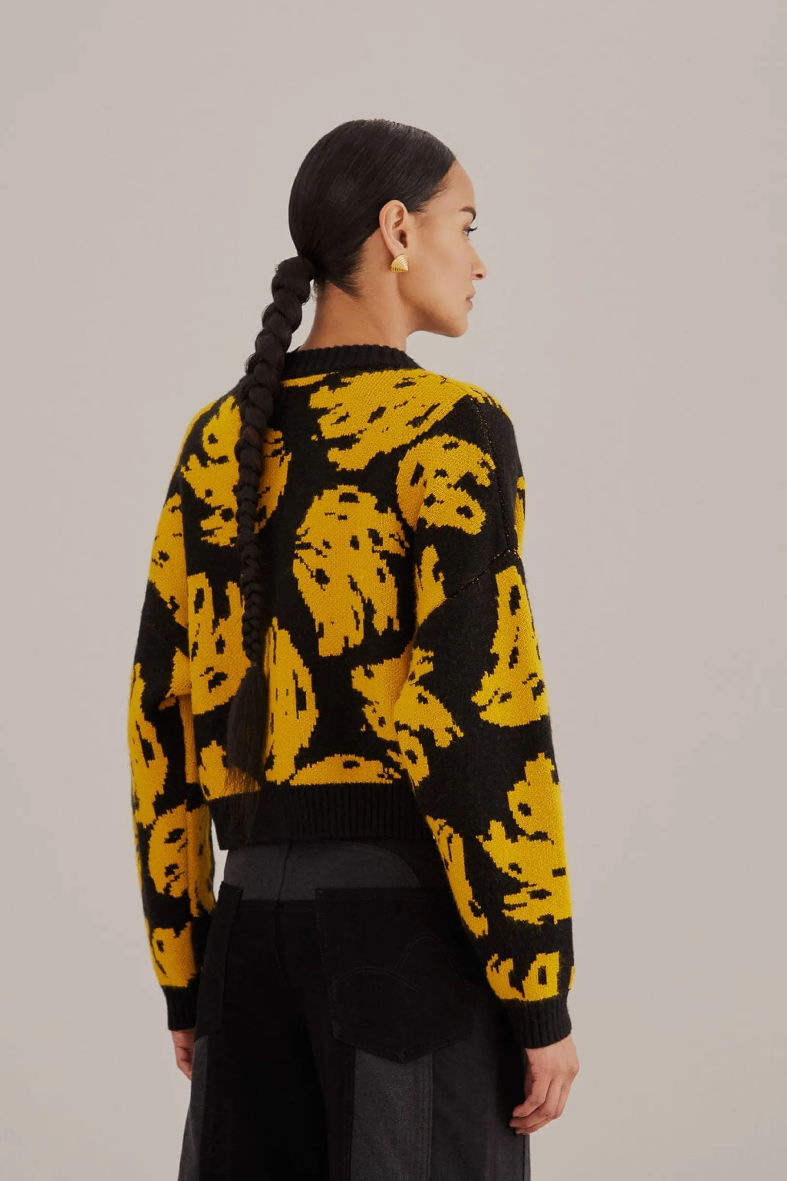 FARM Rio BLACK BOSSA BANANA KNIT CARDIGAN Flash Sale
