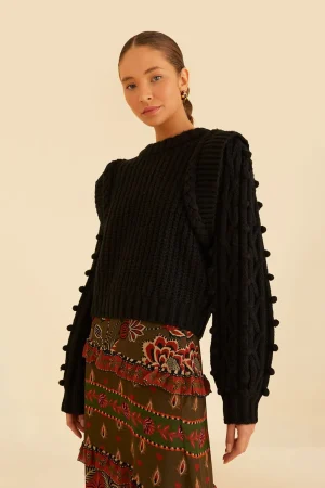 FARM Rio BLACK BRAIDED SWEATER Cheap