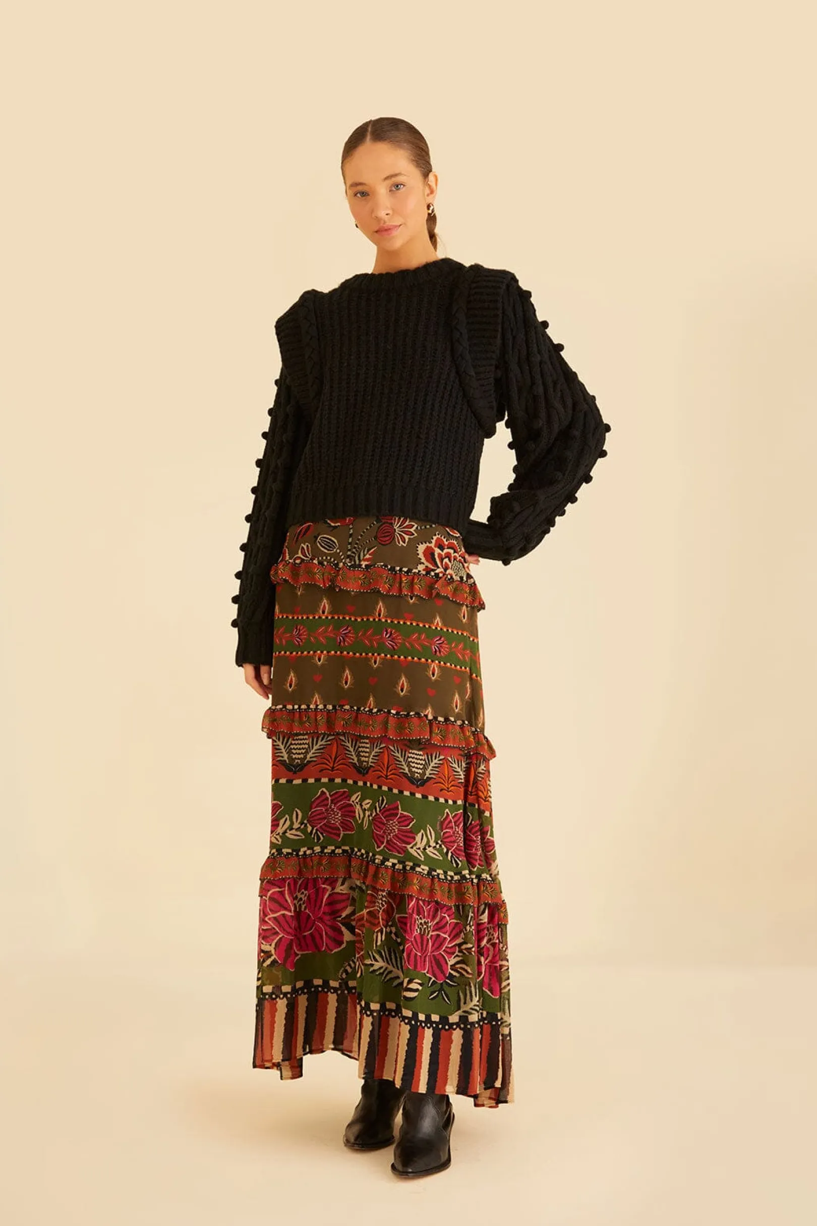 FARM Rio BLACK BRAIDED SWEATER Cheap