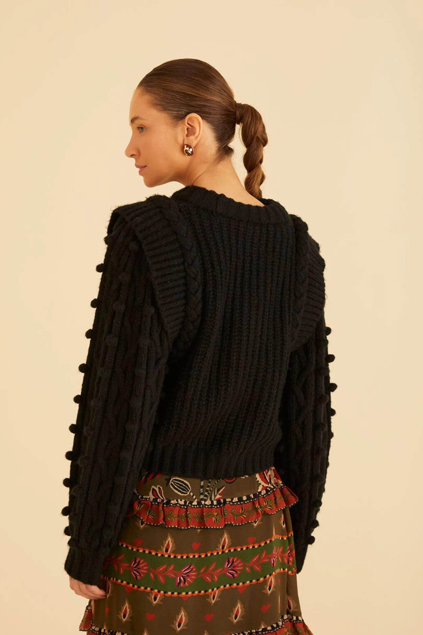 FARM Rio BLACK BRAIDED SWEATER Cheap