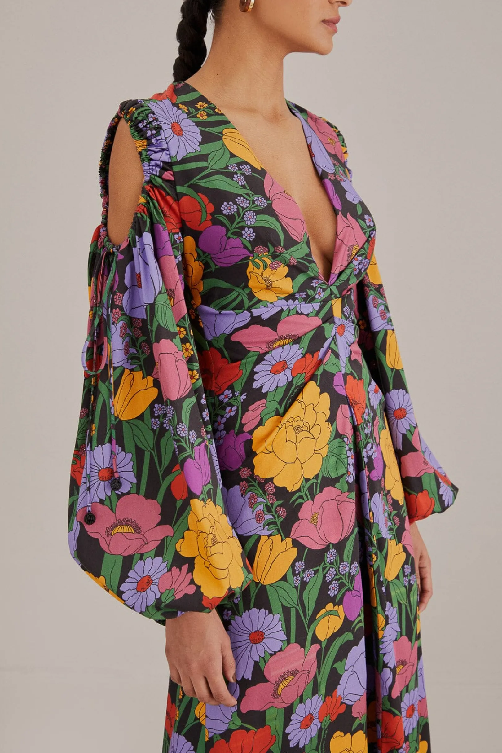 FARM Rio BLACK BUCOLIC GARDEN CUT OUT MAXI DRESS Flash Sale