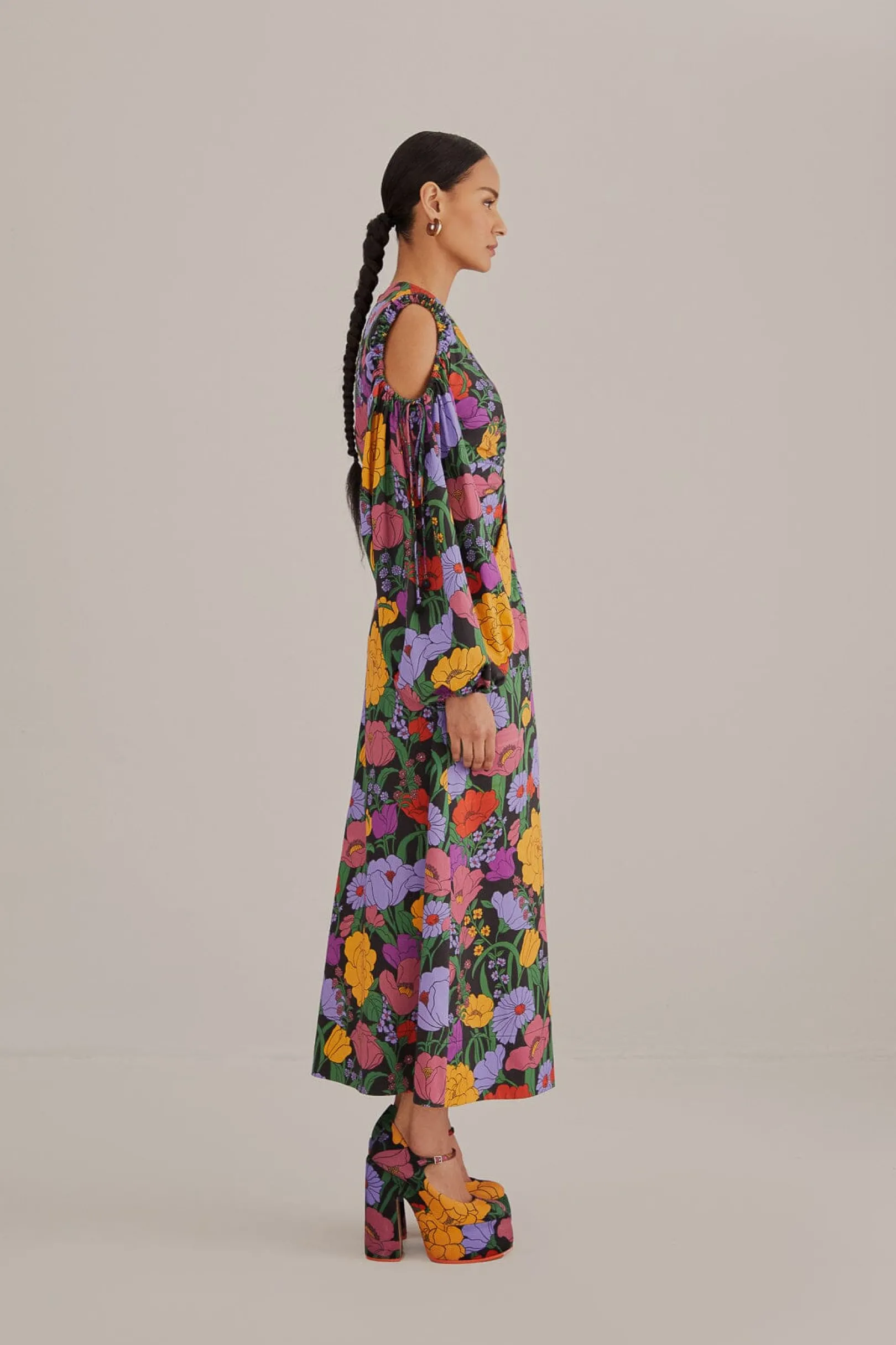 FARM Rio BLACK BUCOLIC GARDEN CUT OUT MAXI DRESS Flash Sale