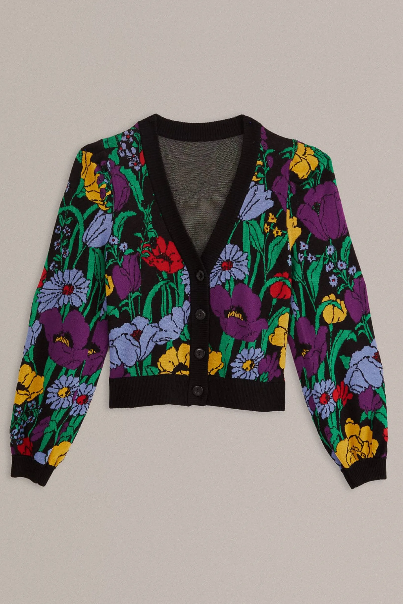FARM Rio BLACK BUCOLIC GARDEN KNIT CARDIGAN New