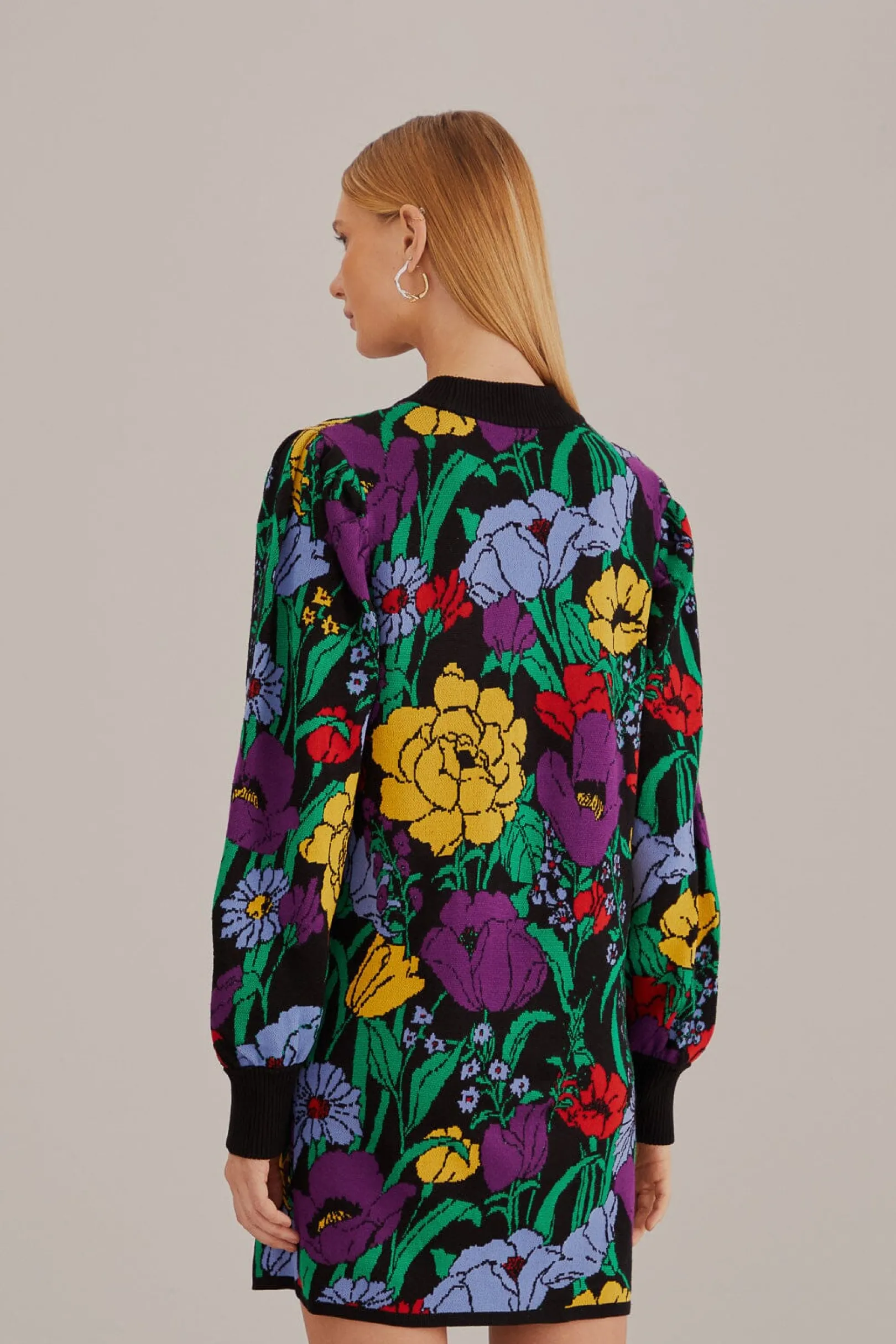 FARM Rio BLACK BUCOLIC GARDEN SWEATER DRESS Outlet