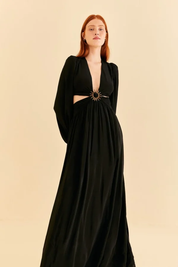 FARM Rio BLACK CUT OUT LONG SLEEVE MAXI DRESS Online