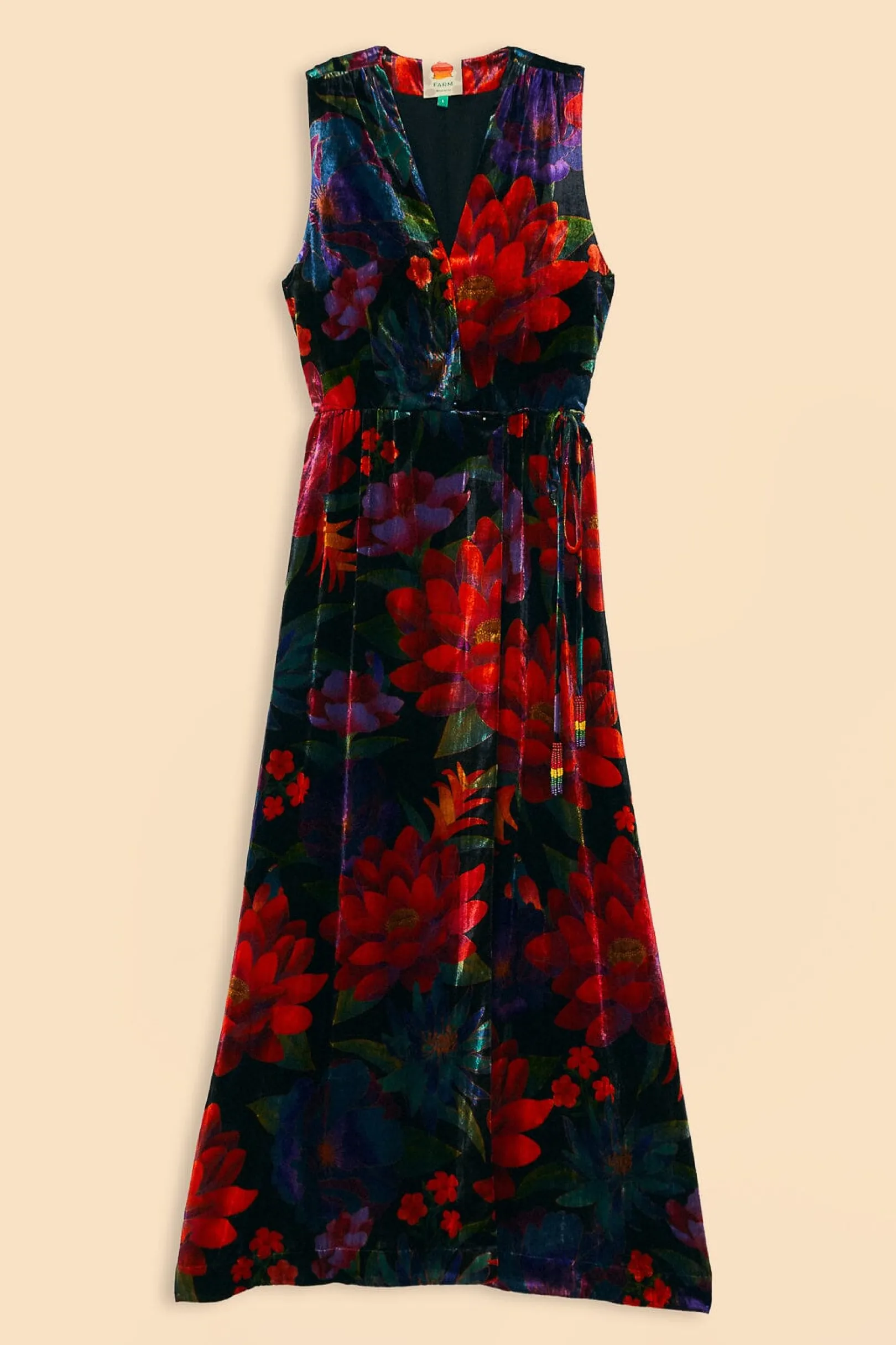 FARM Rio BLACK FLOWER SEASON MAXI WRAP DRESS Cheap