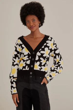 FARM Rio BLACK FLOWERS KNIT CARDIGAN Shop