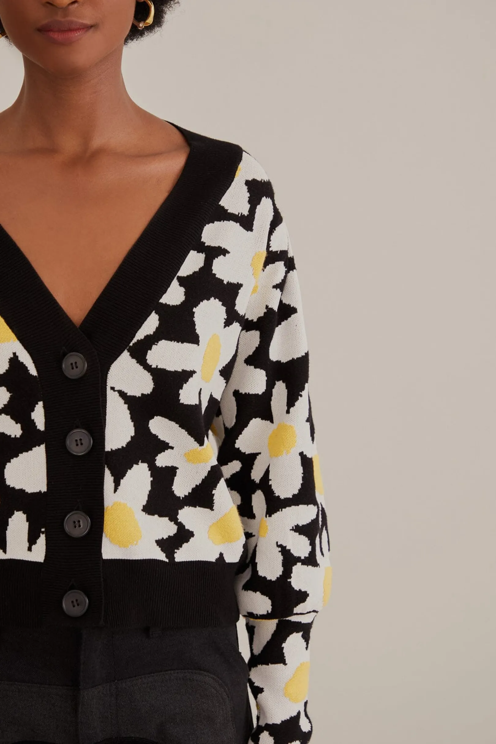 FARM Rio BLACK FLOWERS KNIT CARDIGAN Shop