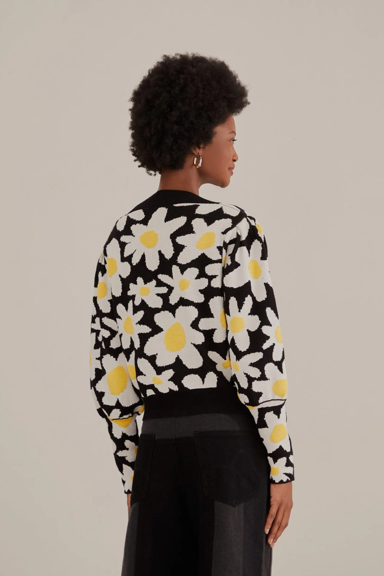 FARM Rio BLACK FLOWERS KNIT CARDIGAN Shop