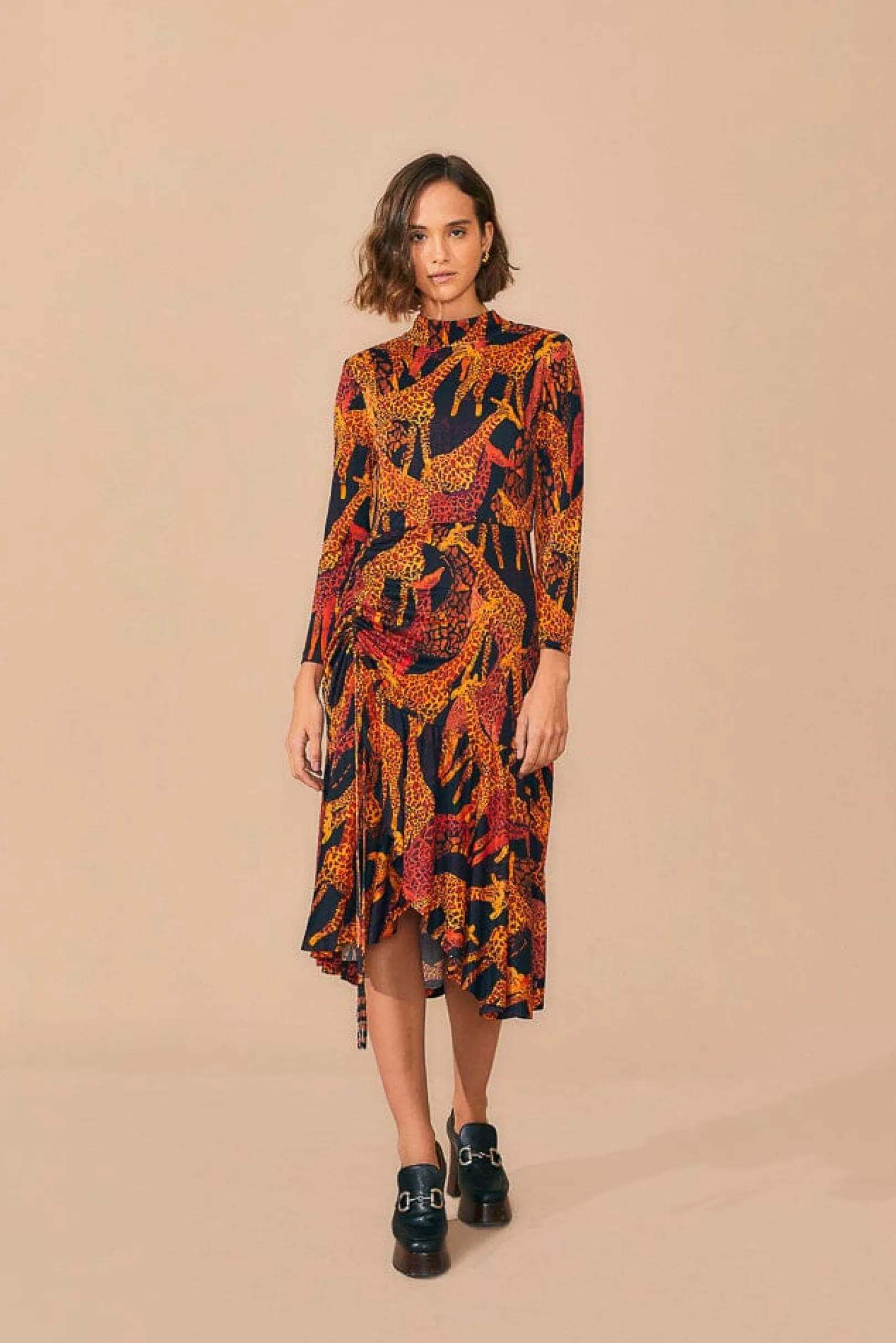 FARM Rio BLACK GIRAFFES SLIT MIDI DRESS Flash Sale