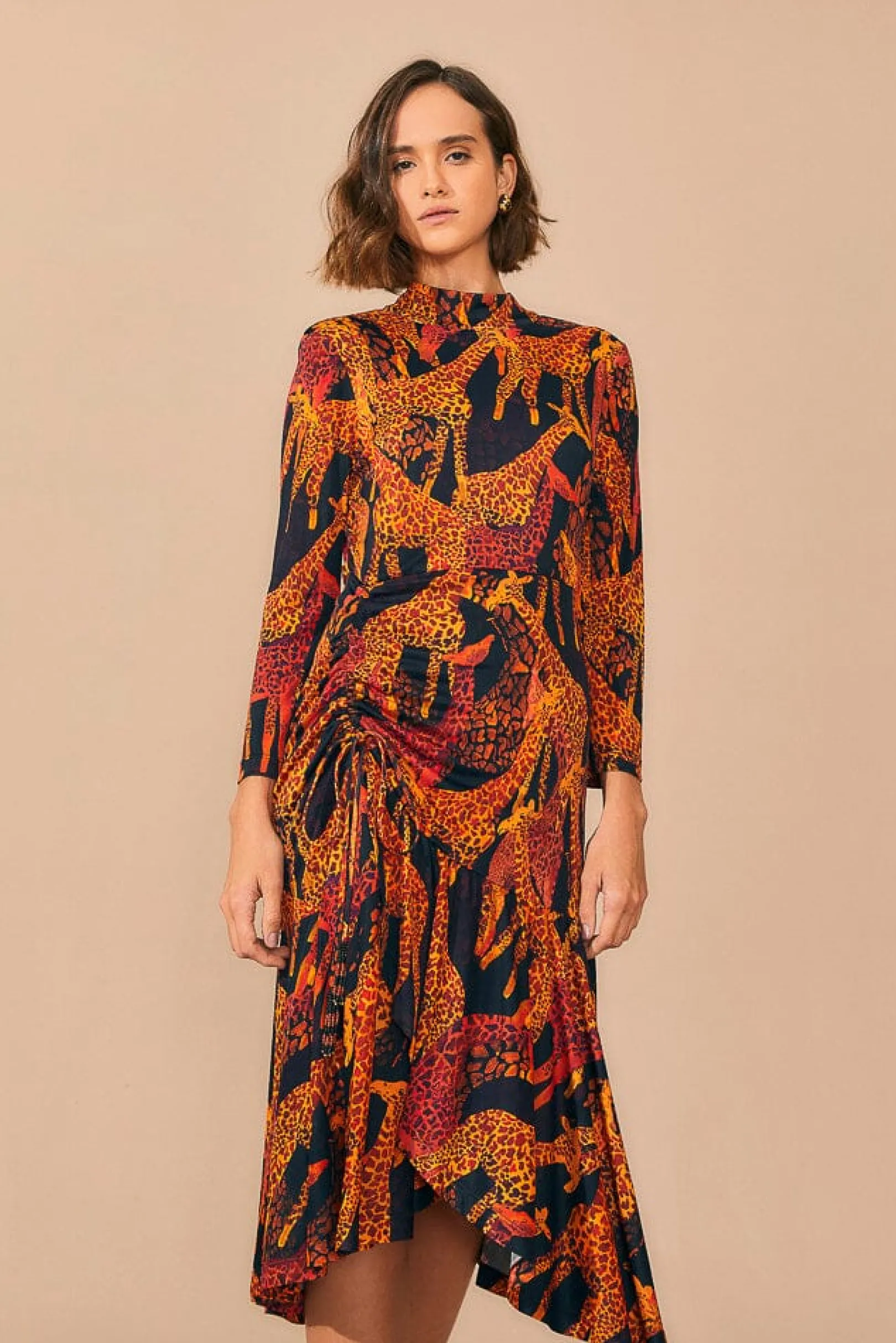 FARM Rio BLACK GIRAFFES SLIT MIDI DRESS Flash Sale