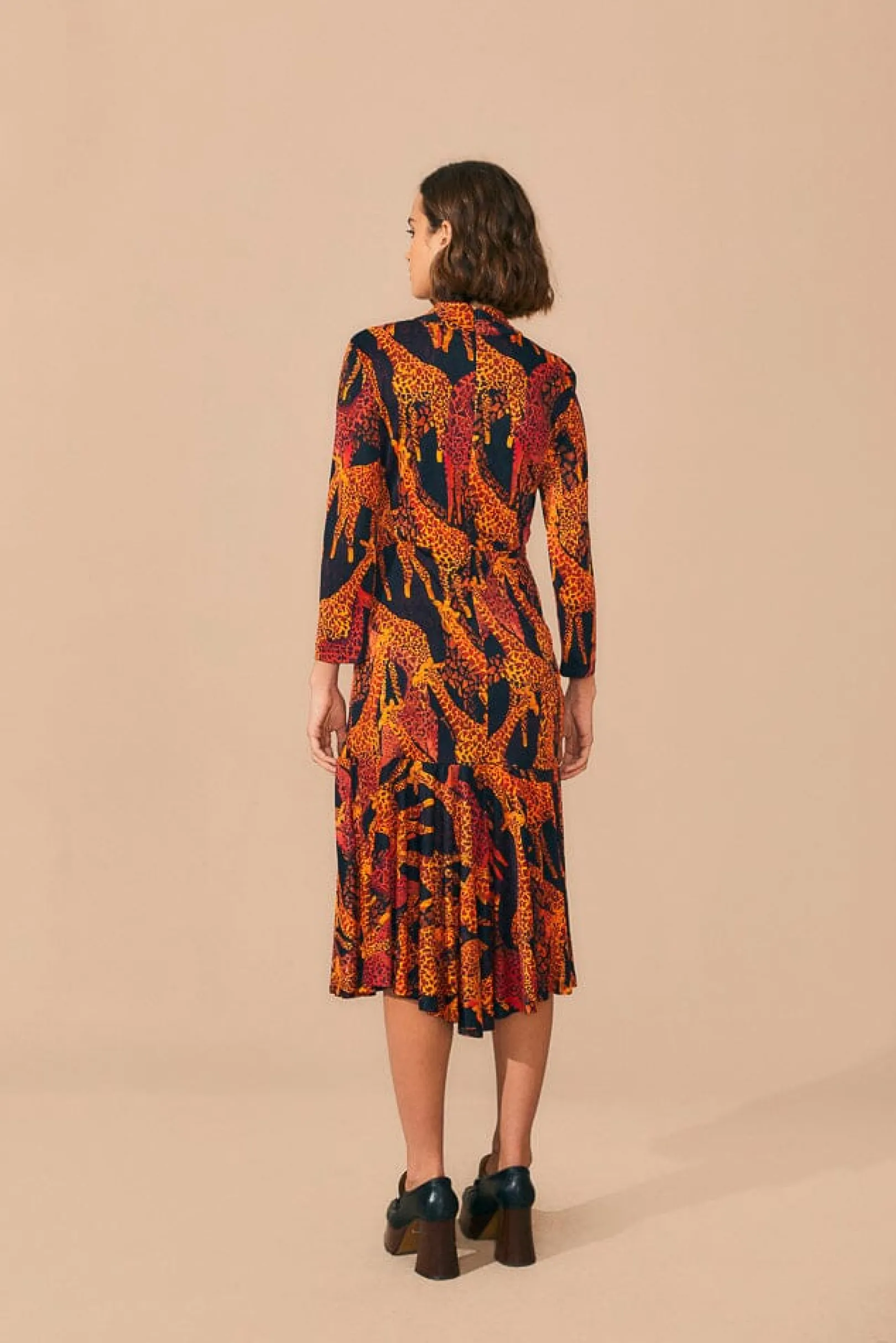 FARM Rio BLACK GIRAFFES SLIT MIDI DRESS Flash Sale