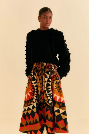 FARM Rio BLACK HEART DECO BUTTON DOWN MIDI SKIRT Cheap