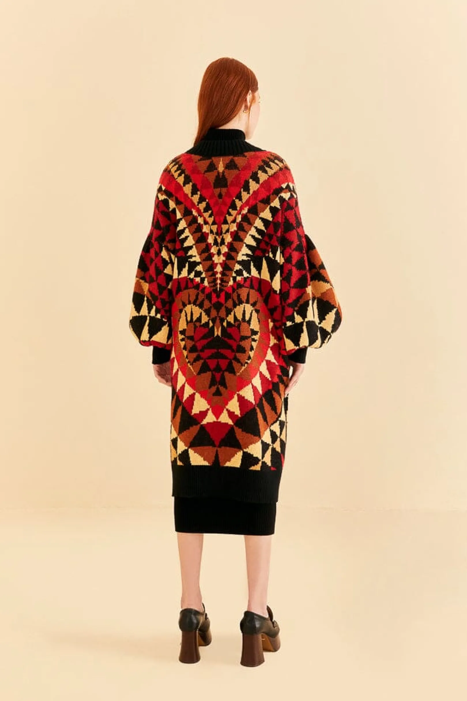 FARM Rio BLACK HEART DECO MAXI KNIT CARDIGAN Best Sale