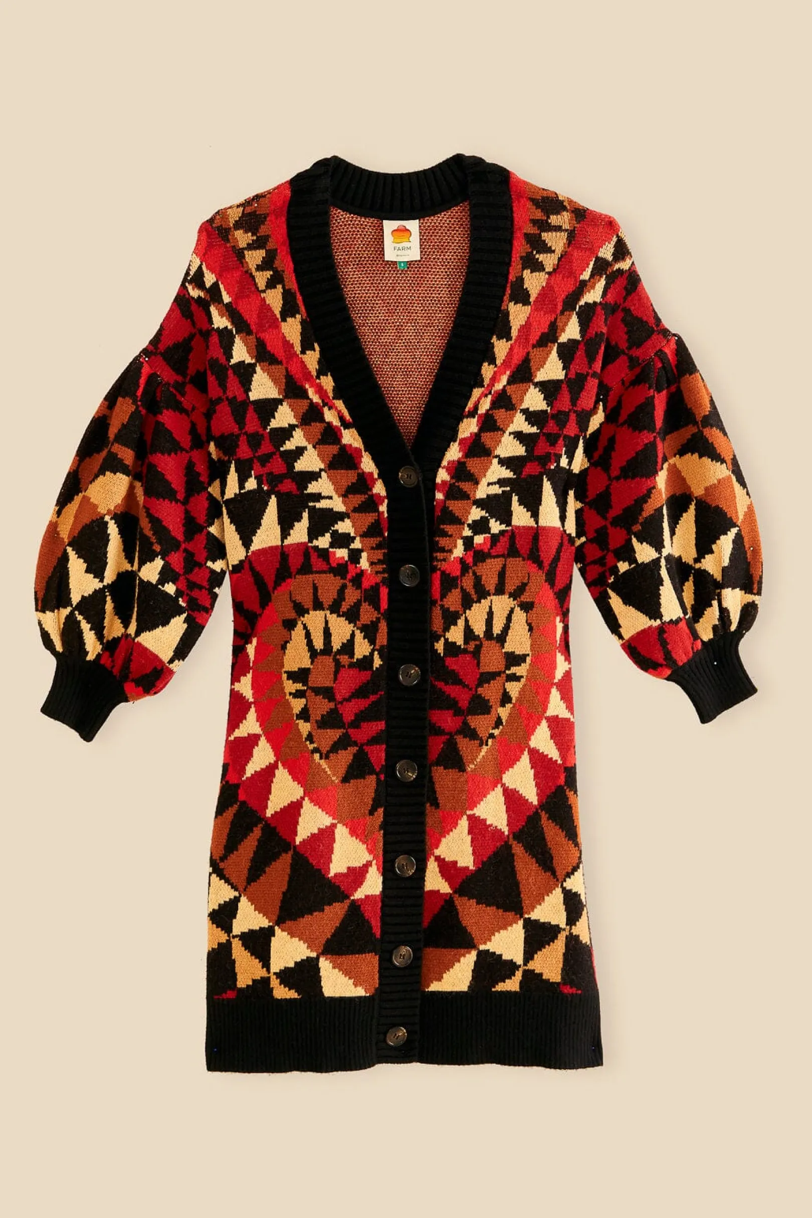 FARM Rio BLACK HEART DECO MAXI KNIT CARDIGAN Best Sale