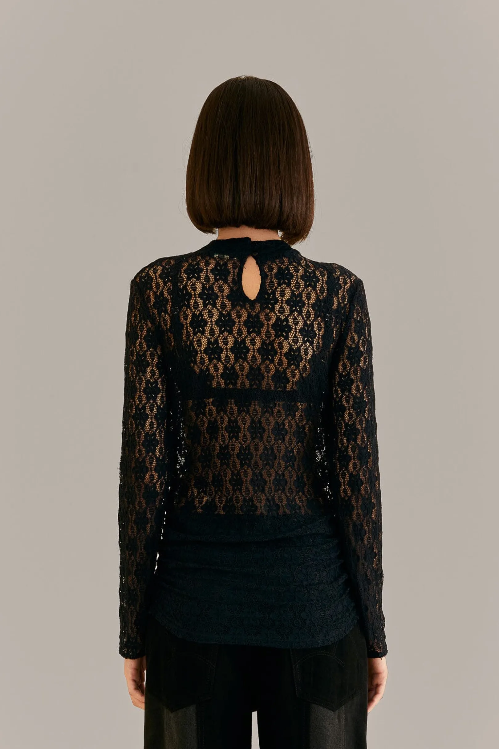 FARM Rio BLACK LACE LONG SLEEVE BLOUSE Clearance