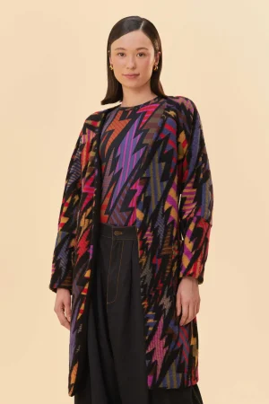 FARM Rio BLACK LIGHTNING MAXI FLEECE CARDIGAN Cheap