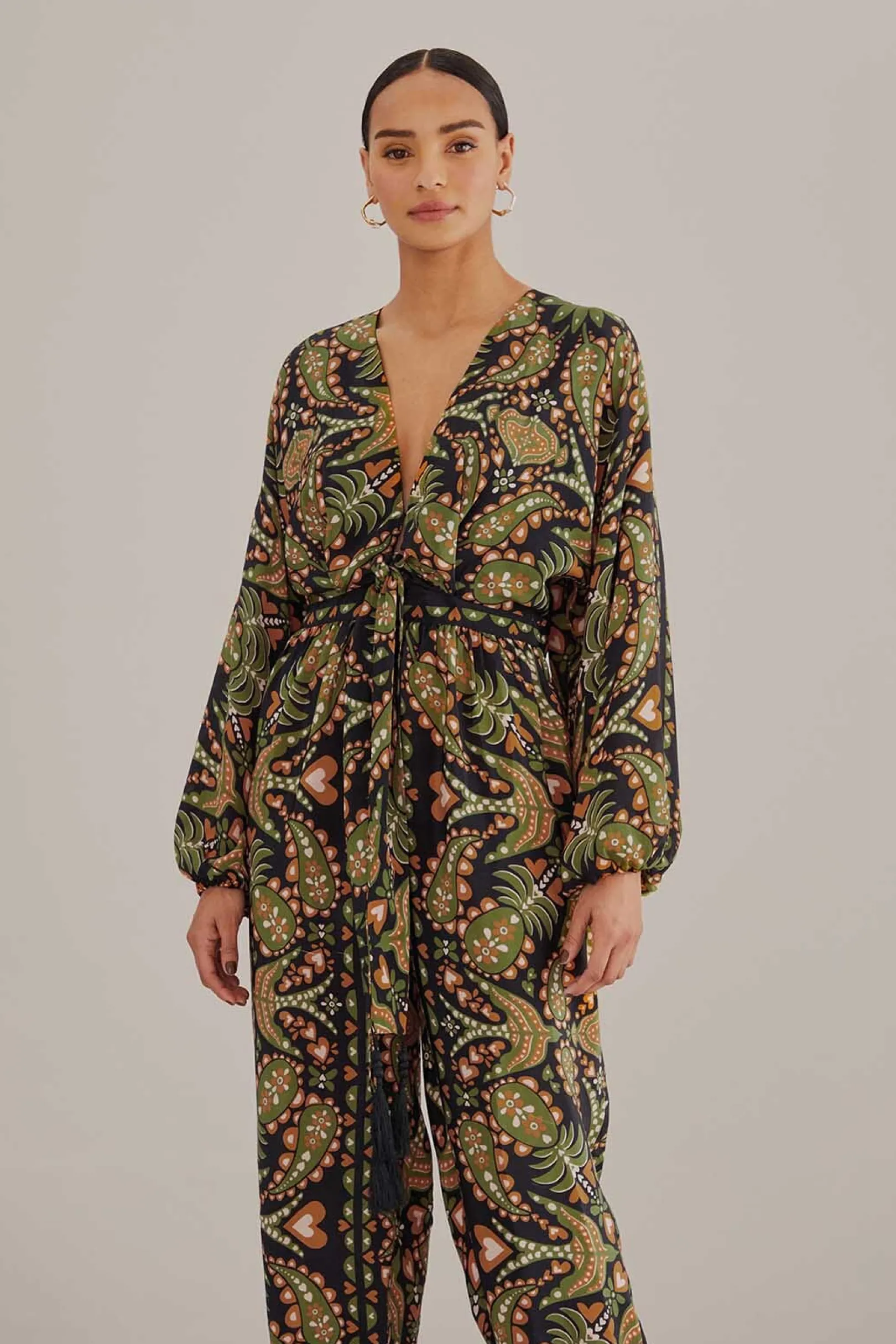 FARM Rio BLACK MARTINA SCARF V NECK JUMPSUIT Outlet