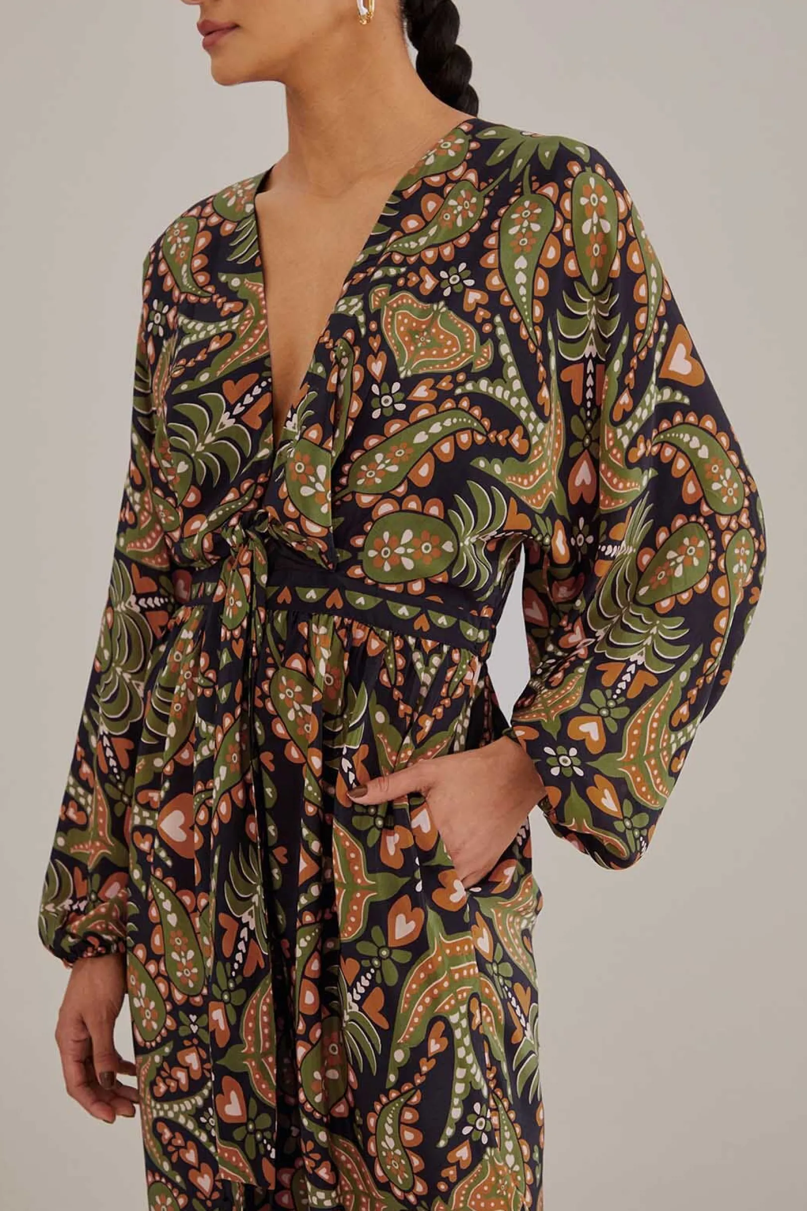 FARM Rio BLACK MARTINA SCARF V NECK JUMPSUIT Outlet