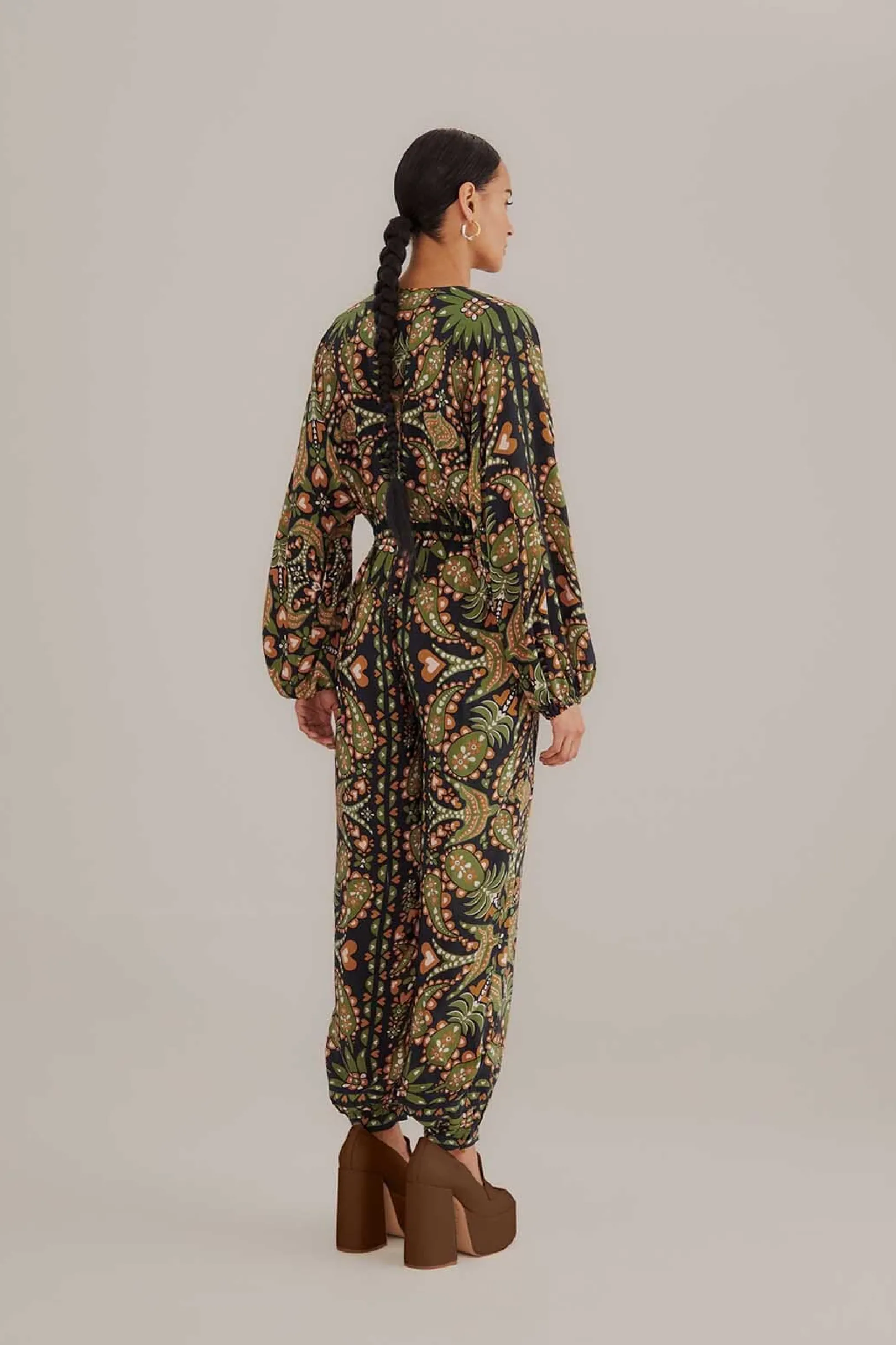 FARM Rio BLACK MARTINA SCARF V NECK JUMPSUIT Outlet