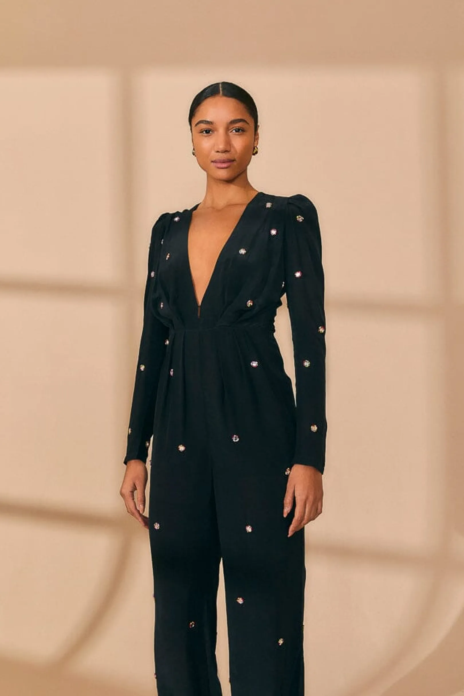 FARM Rio BLACK MIRROR EMBROIDERED JUMPSUIT Fashion