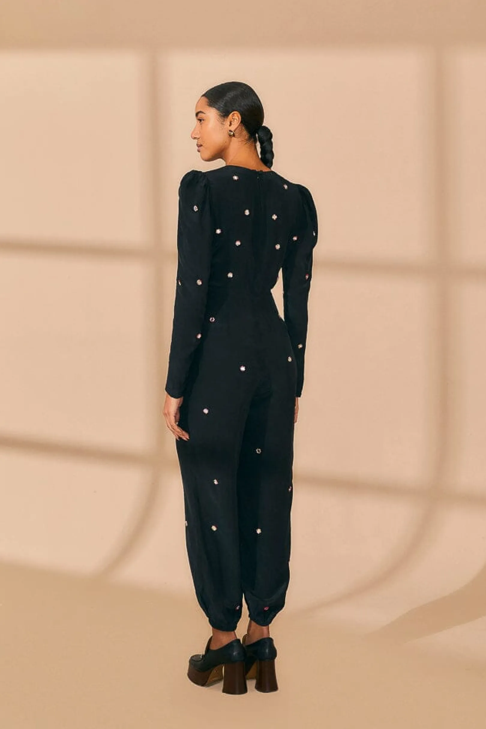 FARM Rio BLACK MIRROR EMBROIDERED JUMPSUIT Fashion
