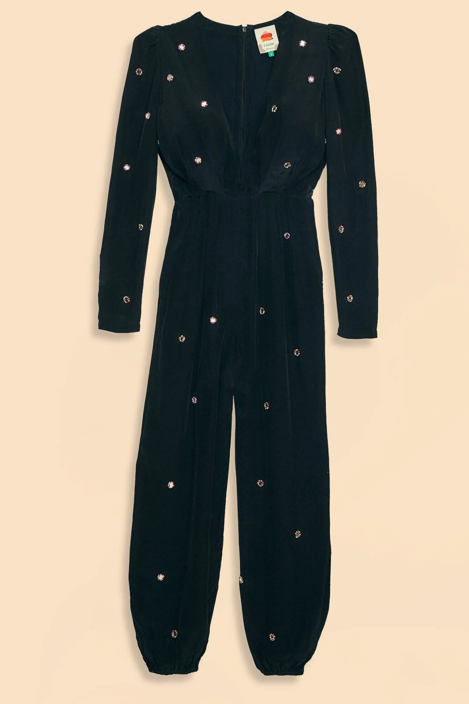 FARM Rio BLACK MIRROR EMBROIDERED JUMPSUIT Fashion