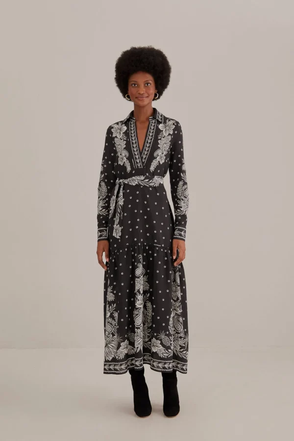 FARM Rio BLACK PAISLEY BLOOM MAXI DRESS Hot