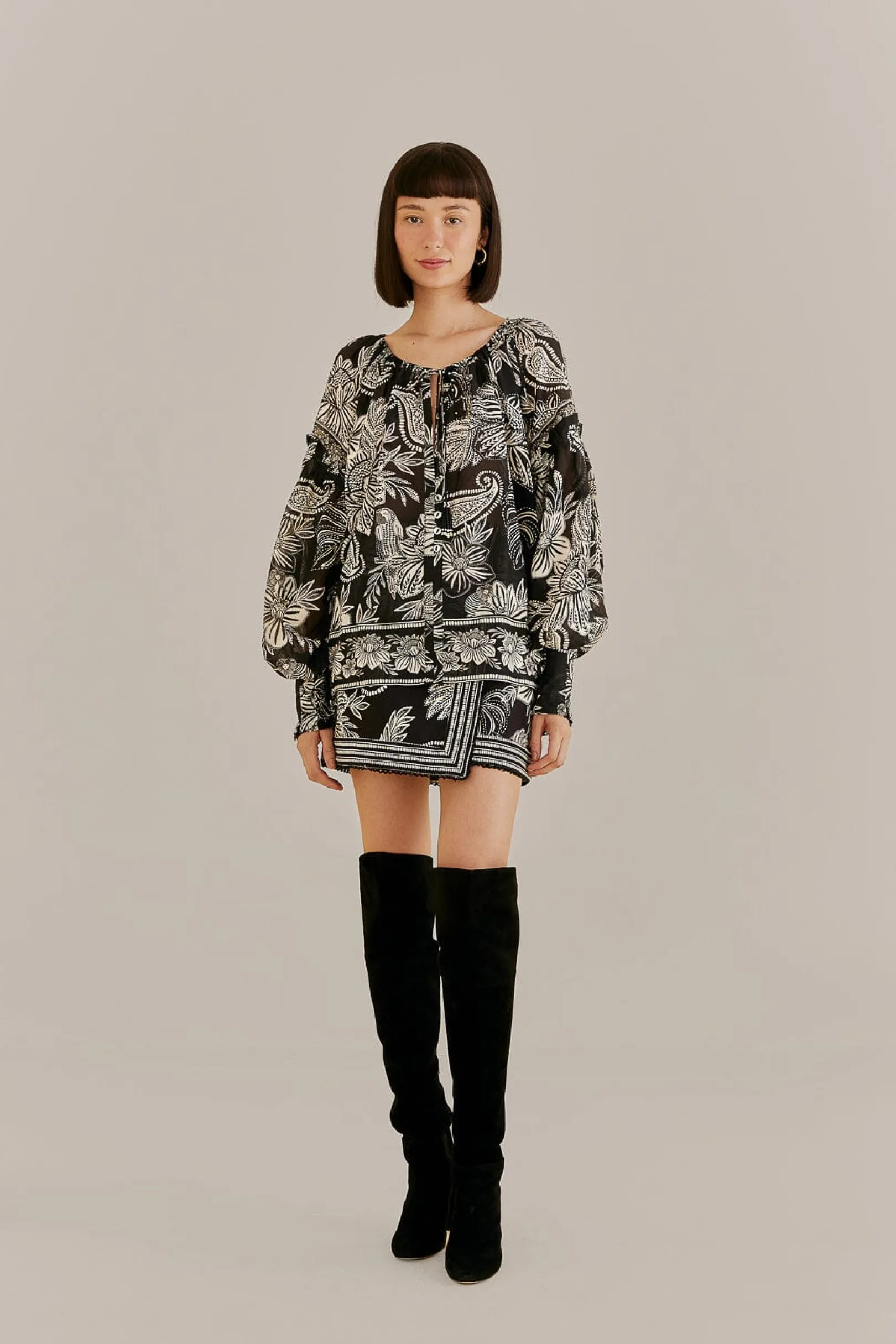 FARM Rio BLACK PAISLEY BLOOM MINI SKIRT Outlet