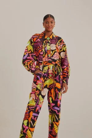 FARM Rio BLACK PSYCHEDELIC GARDEN JUMPSUIT Clearance