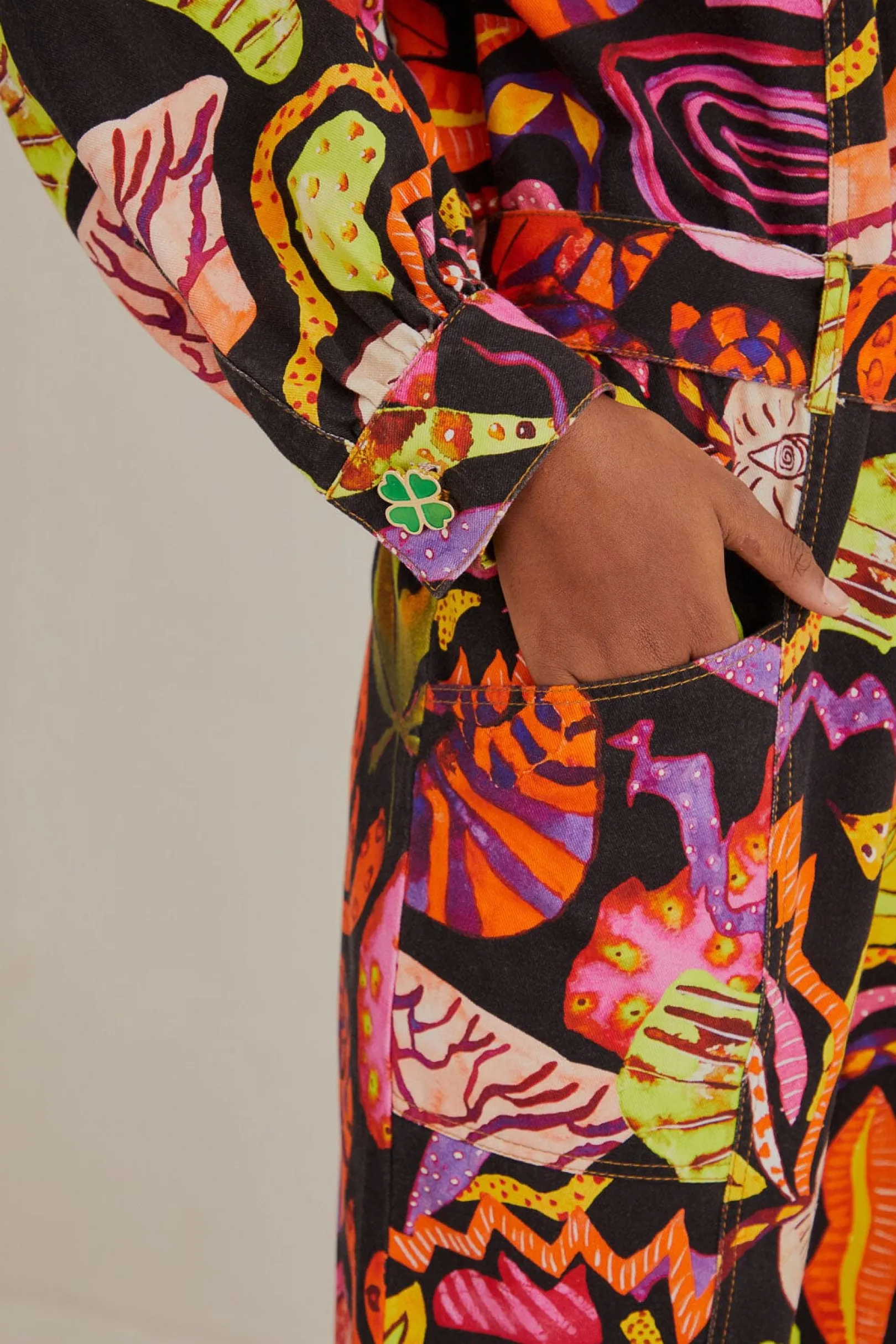 FARM Rio BLACK PSYCHEDELIC GARDEN JUMPSUIT Clearance