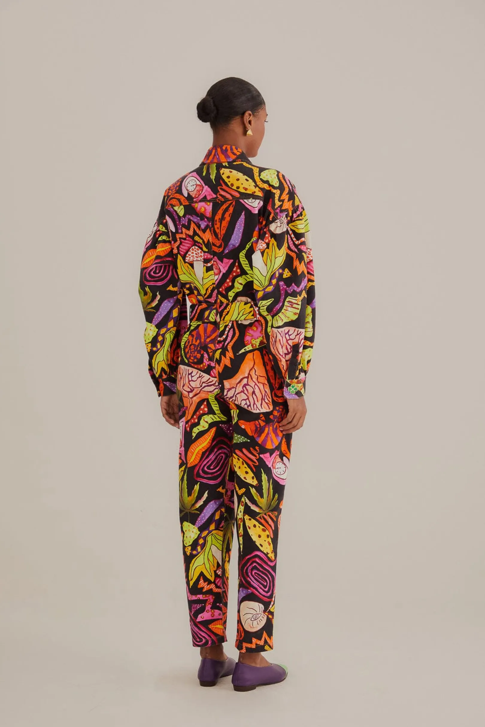 FARM Rio BLACK PSYCHEDELIC GARDEN JUMPSUIT Clearance