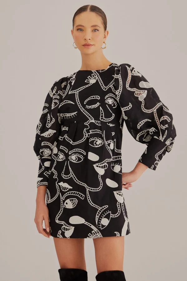 FARM Rio BLACK RICHELIEU FACES MINI DRESS Online