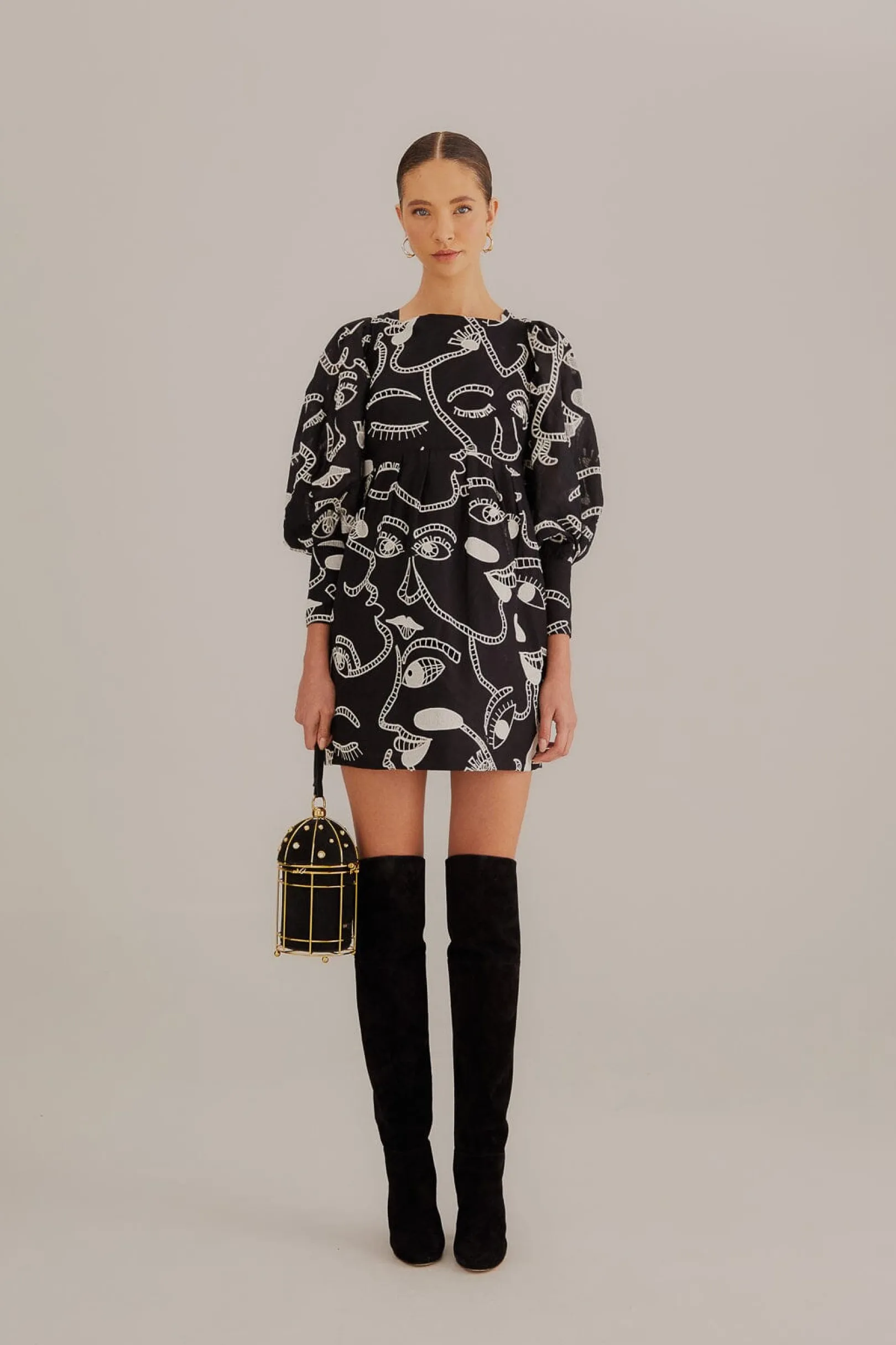 FARM Rio BLACK RICHELIEU FACES MINI DRESS Online