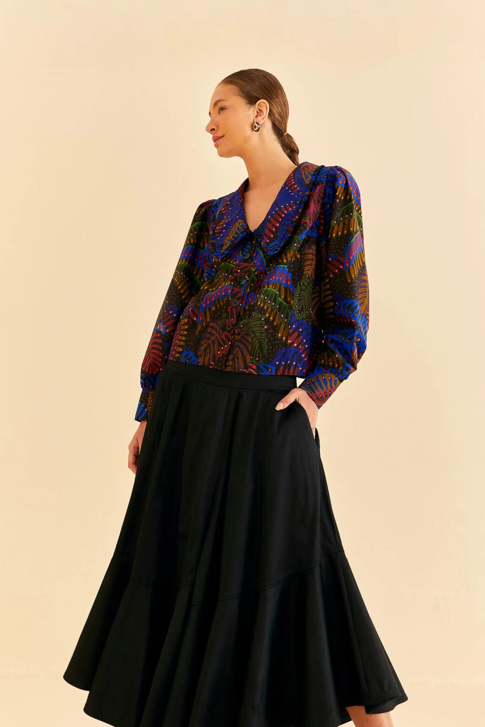FARM Rio BLACK RUFFLE MAXI SKIRT Sale