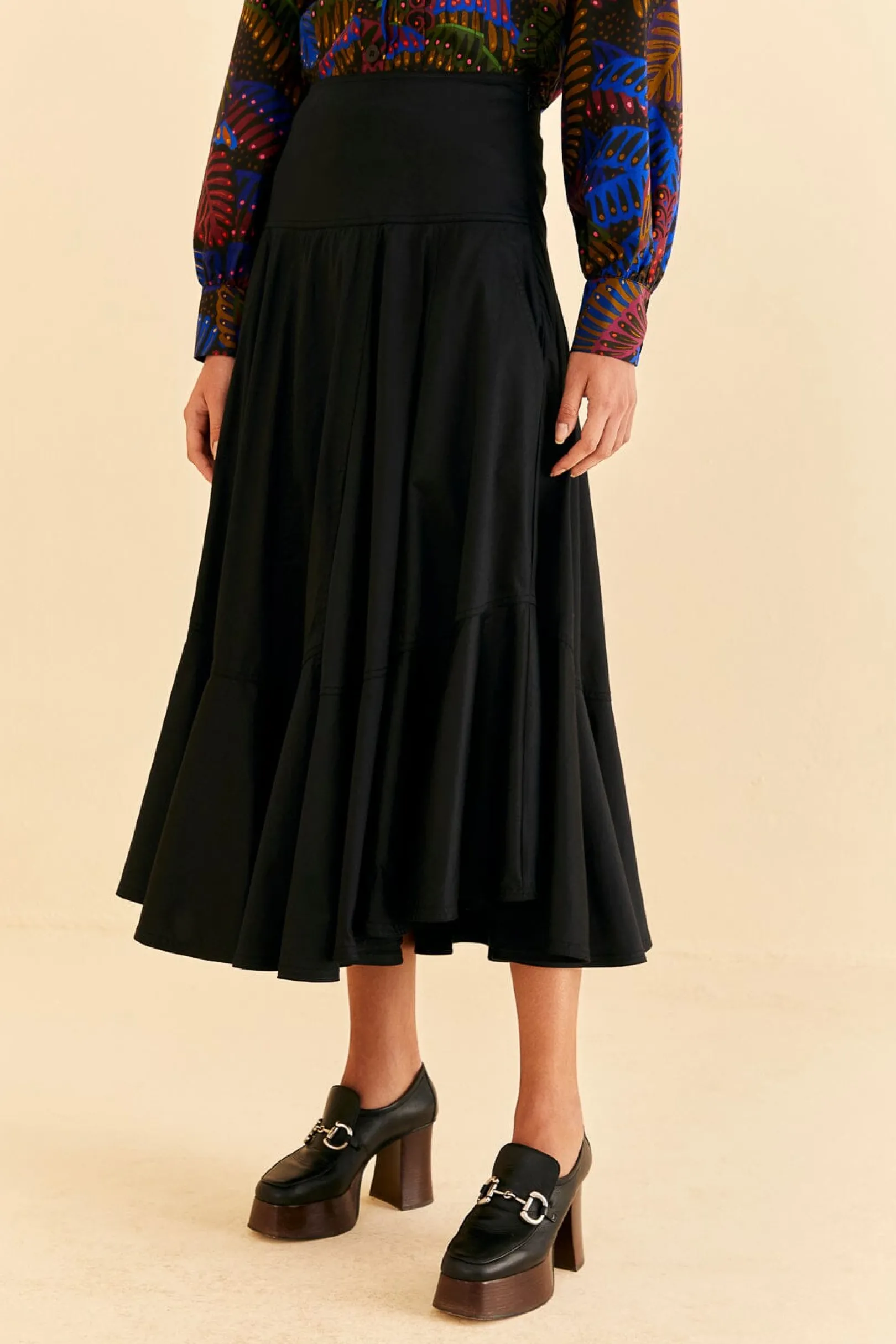 FARM Rio BLACK RUFFLE MAXI SKIRT Sale
