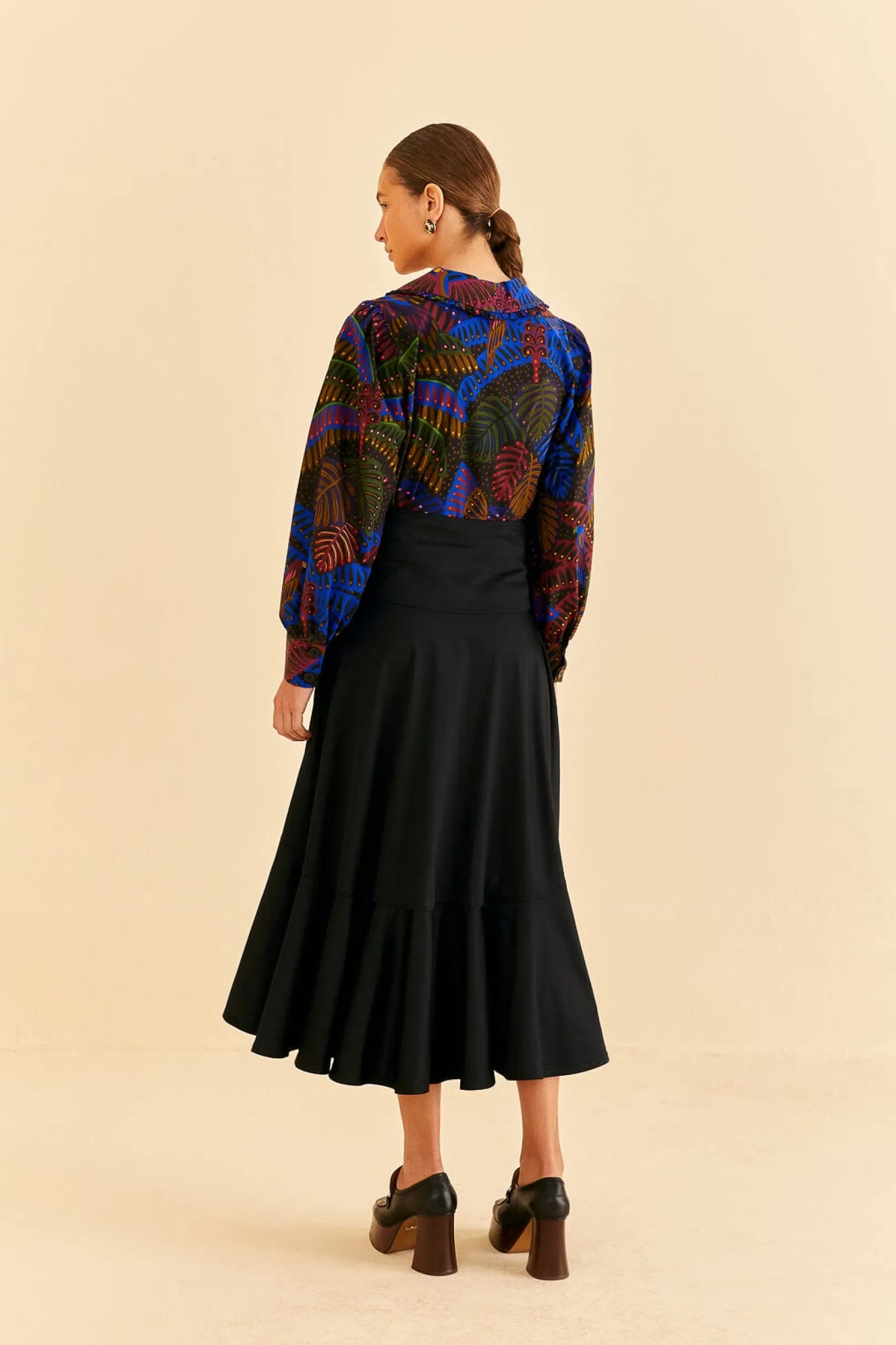 FARM Rio BLACK RUFFLE MAXI SKIRT Sale
