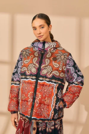 FARM Rio BLACK SWEET MERMAIDS REVERSIBLE PUFFER JACKET Flash Sale