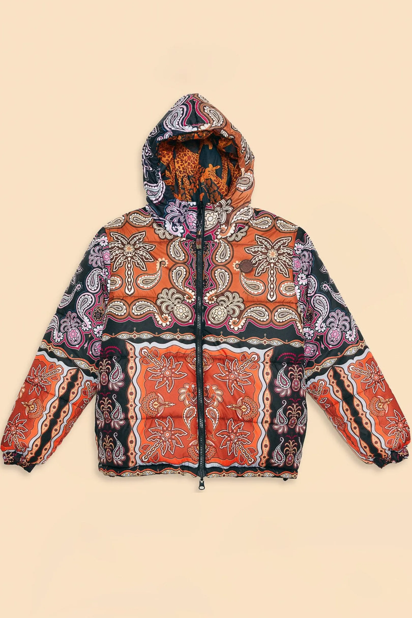 FARM Rio BLACK SWEET MERMAIDS REVERSIBLE PUFFER JACKET Flash Sale
