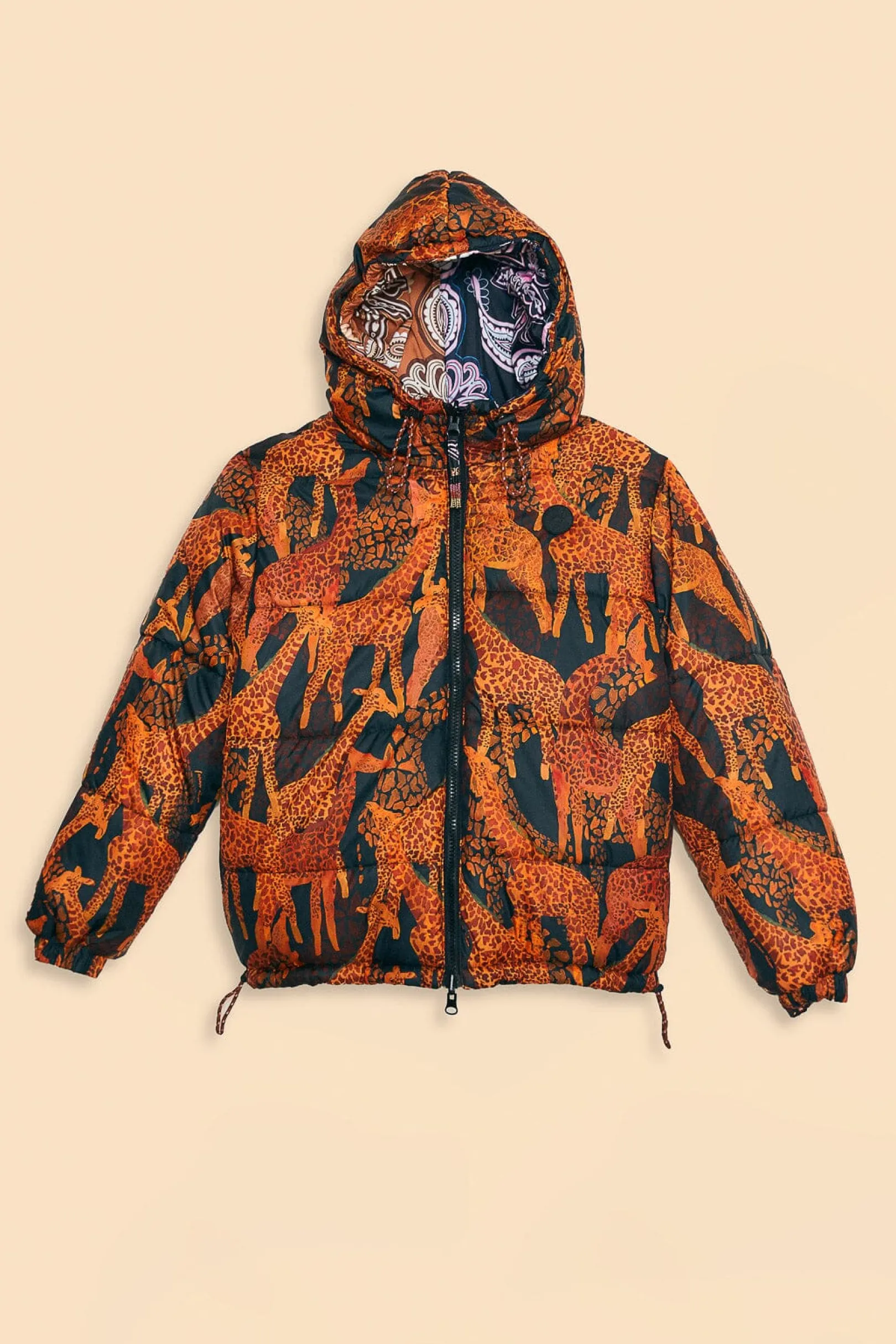 FARM Rio BLACK SWEET MERMAIDS REVERSIBLE PUFFER JACKET Flash Sale
