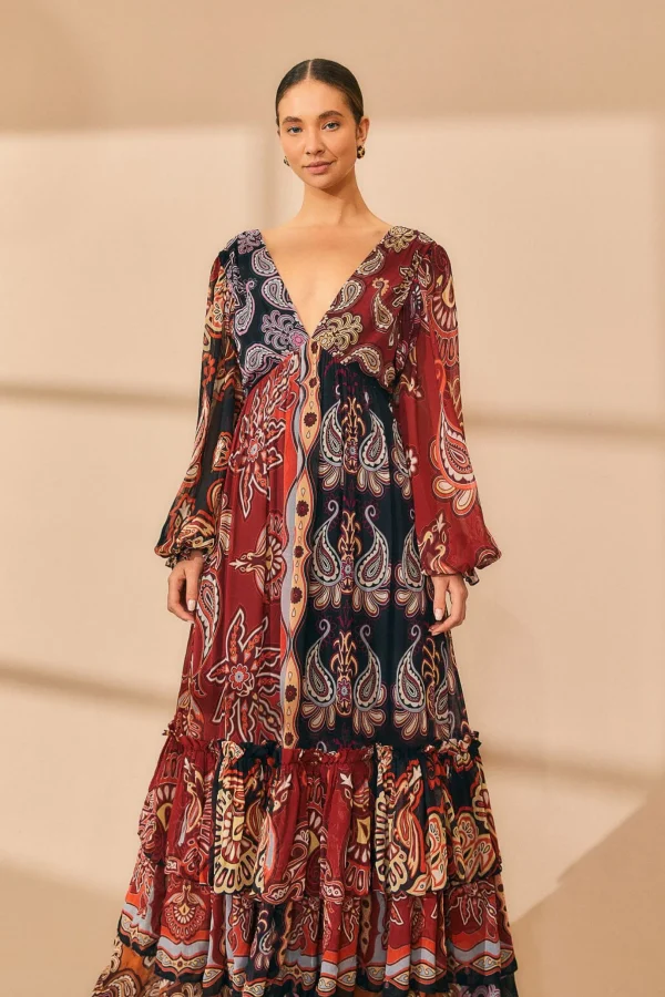 FARM Rio BLACK SWEET MERMAIDS V NECK MAXI DRESS Best Sale