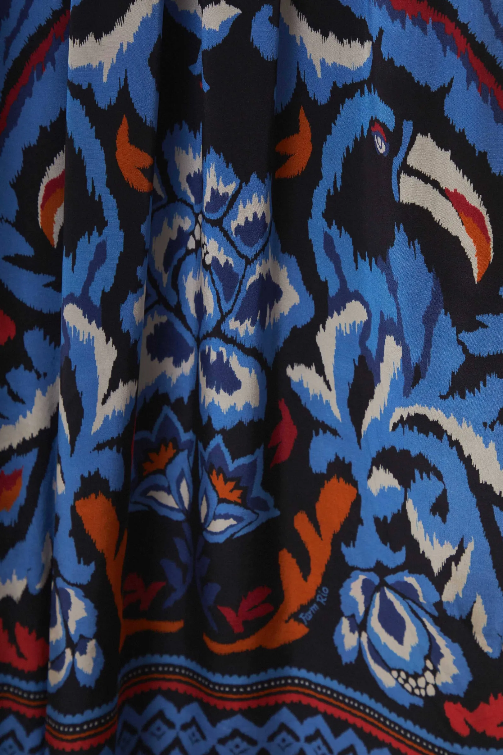 FARM Rio BLACK TOUCANS SCARF LONG SLEEVE MAXI DRESS New