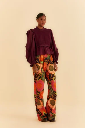 FARM Rio BLACK VINTAGE GARDEN LOW WAISTED PANTS Shop