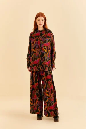 FARM Rio BLACK WILD HORSES PANTS Clearance