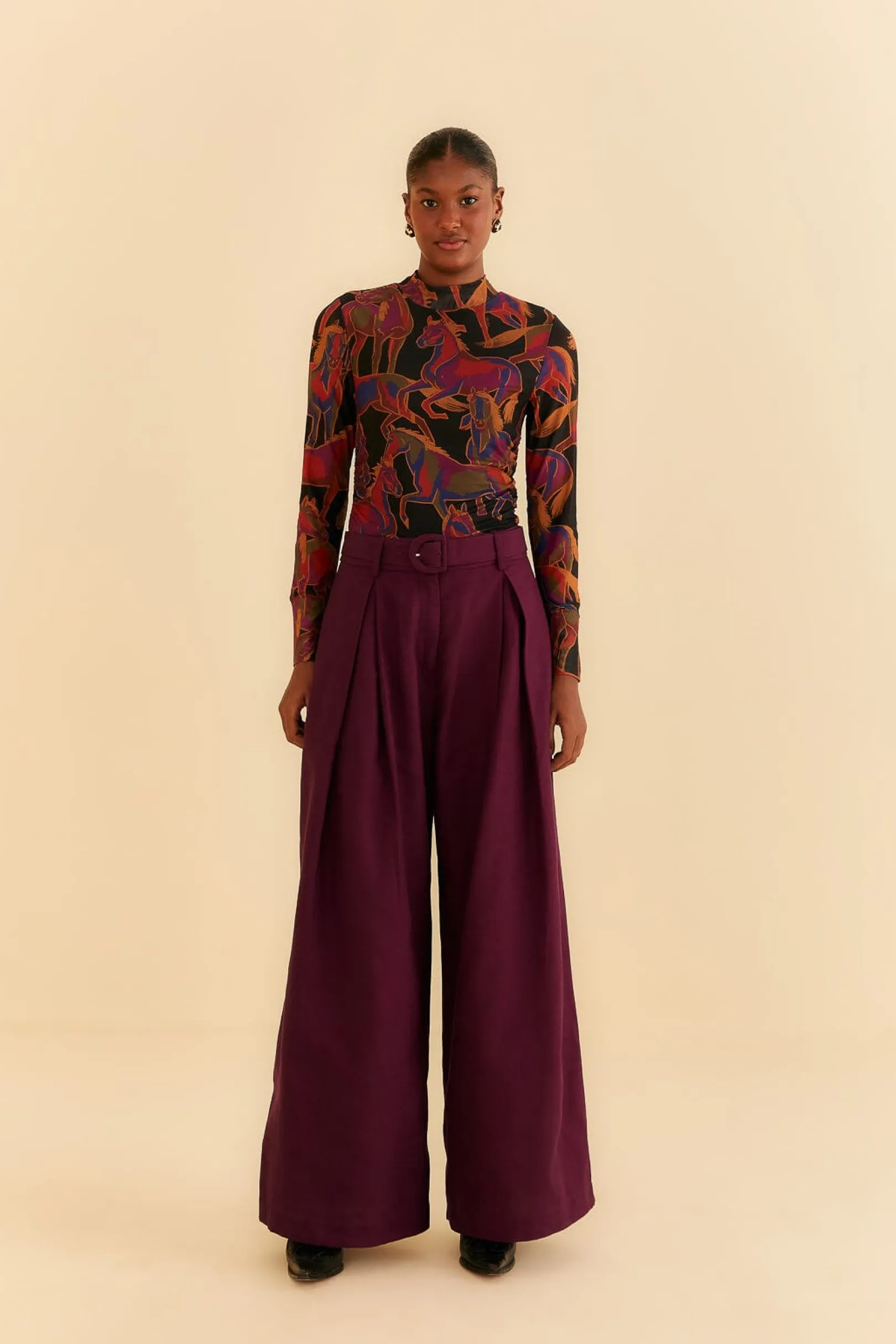 FARM Rio BLACK WILD HORSES TULLE BLOUSE Store
